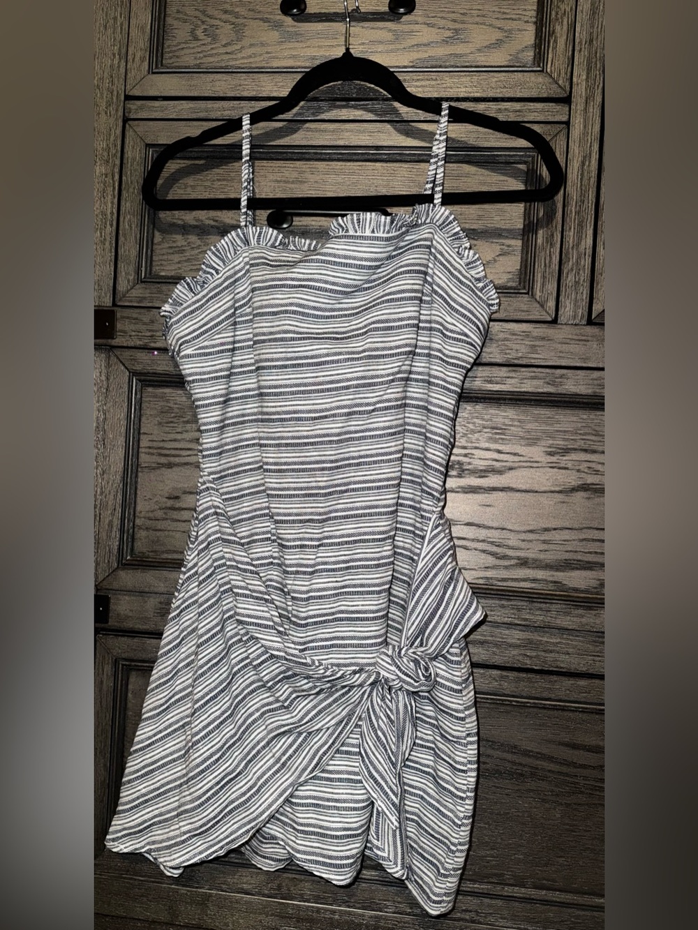 Abbeline Striped Tie-Front Mini Dress - White & Blue